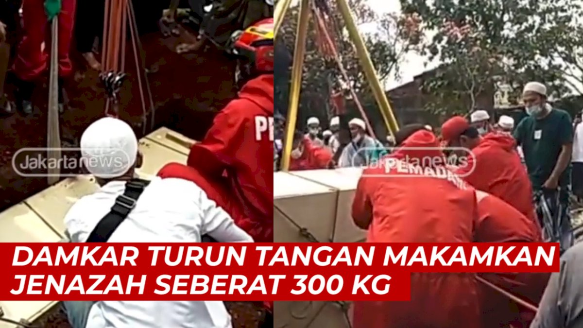 VIDEO: Damkar Turun Tangan Makamkan Jenazah Seberat 300 Kg