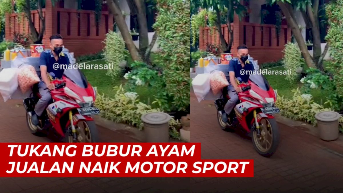 VIDEO: Viral, Tukang Bubur Ayam Jualan Naik Motor Sport
