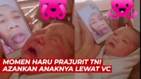VIDEO: Momen Haru Prajurit TNI Azankan Anaknya Lewat Video Call