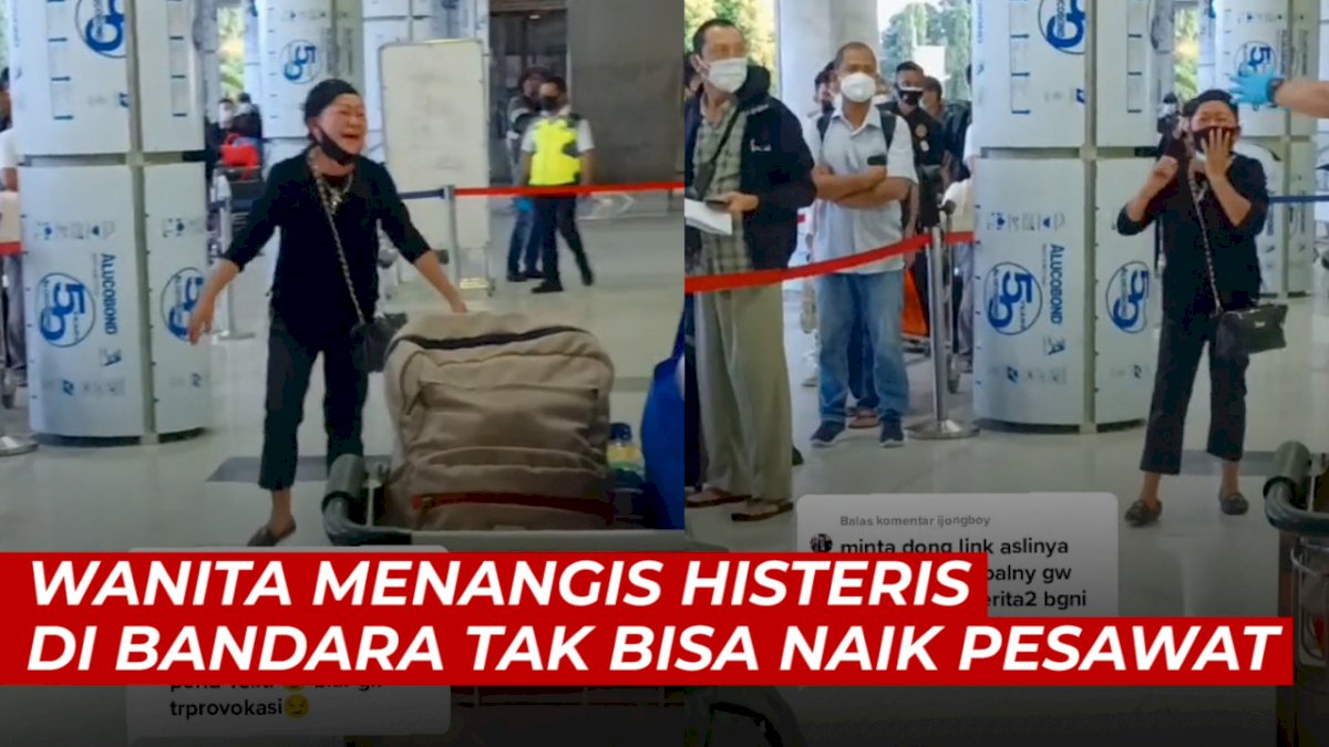VIDEO: Wanita Menangis Histeris di Bandara Tak Bisa Naik Pesawat ke Pemakaman Suami