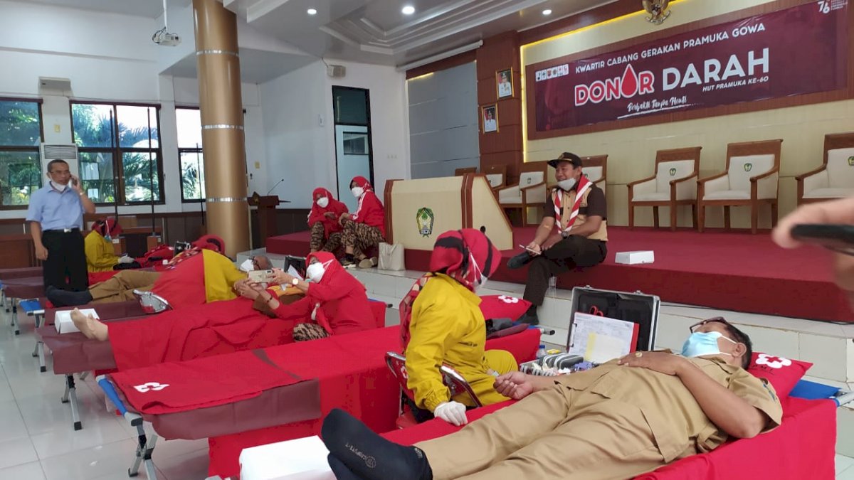 Bulan Bakti Gerakan Pramuka, Kwarcab Gowa Gelar Aksi Donor Darah