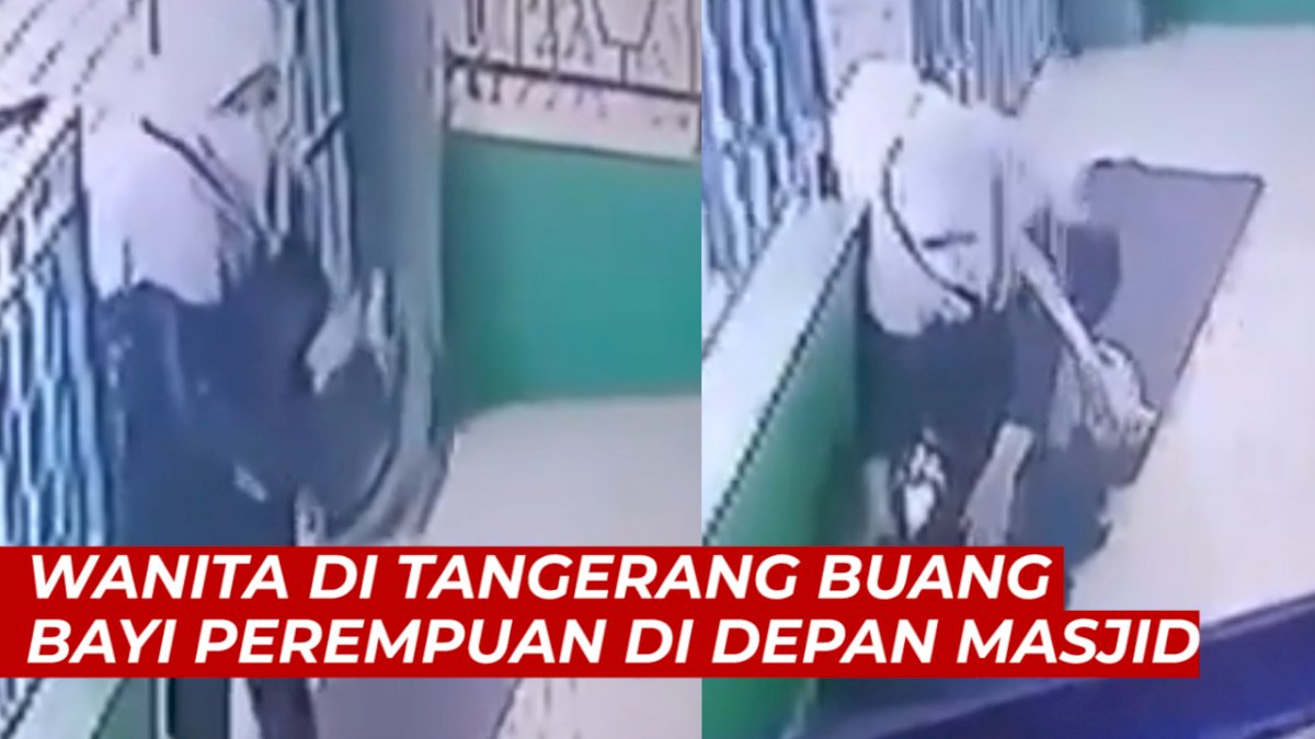 VIDEO: Terekam CCTV, Wanita di Tangerang Buang Bayi Perempuan di Depan Masjid