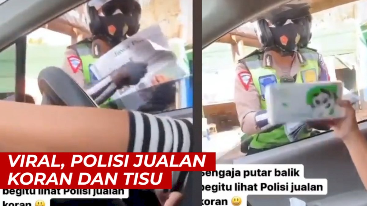 VIDEO: Viral, Polisi Berjualan Koran dan Tisu di Pinggir Jalan