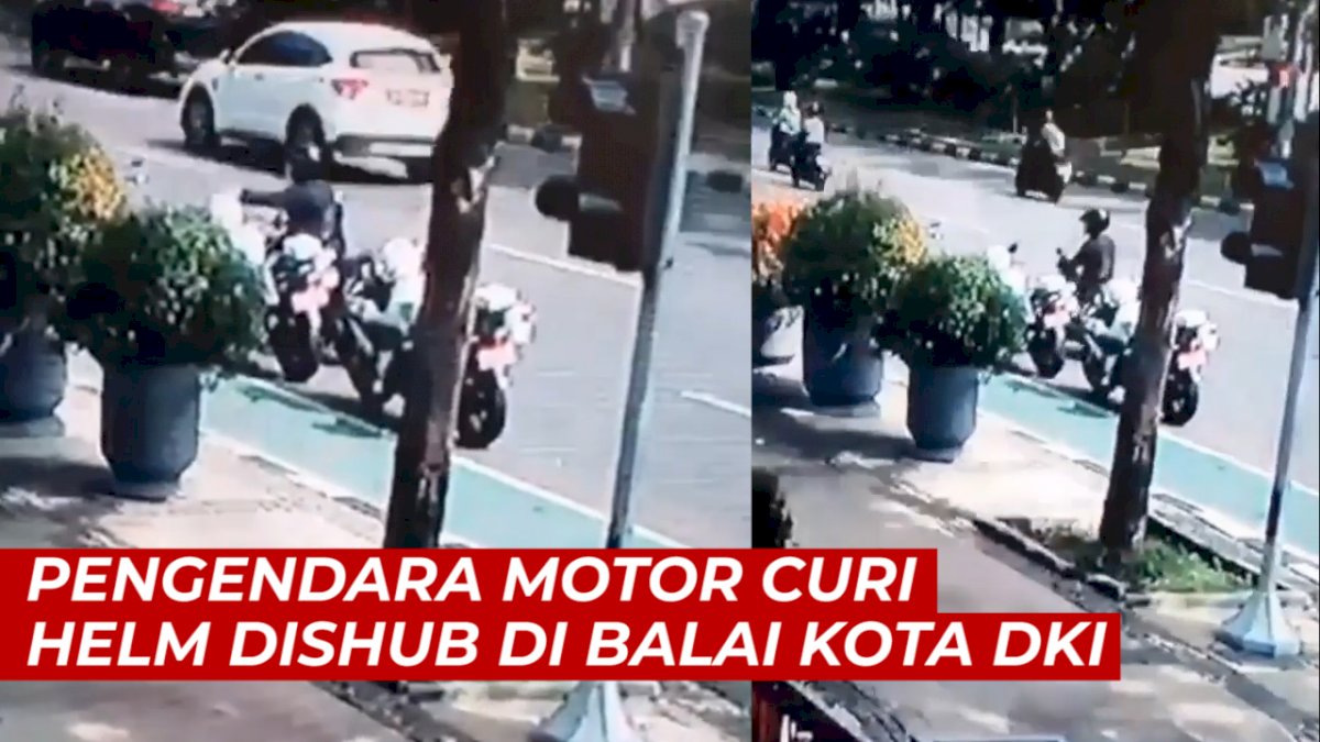 VIDEO: Pengendara Motor Curi Helm Dishub di Balai Kota DKI, Netizen: Untuk Apa