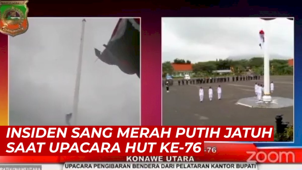 VIDEO: Insiden Sang Merah Putih Jatuh Saat Upacara HUT Ke-76, Bupati Konut Minta Maaf