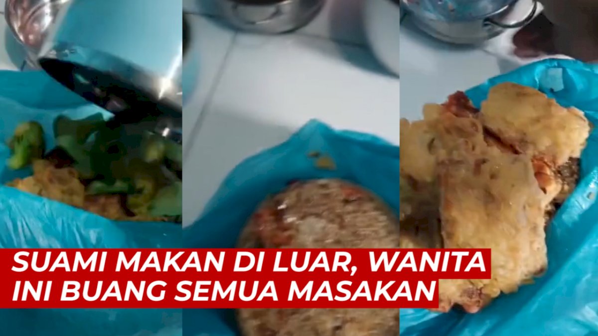 VIDEO: Kesal Lihat Suami Makan di Luar, Wanita Ini Buang Semua Masakan