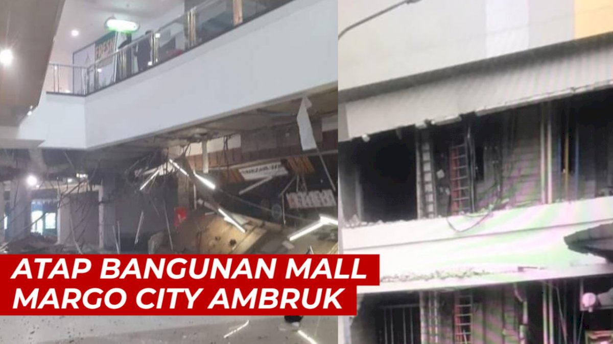 VIDEO: Atap Bangunan Mall Margo City Ambruk, Pengunjung Berhamburan Keluar