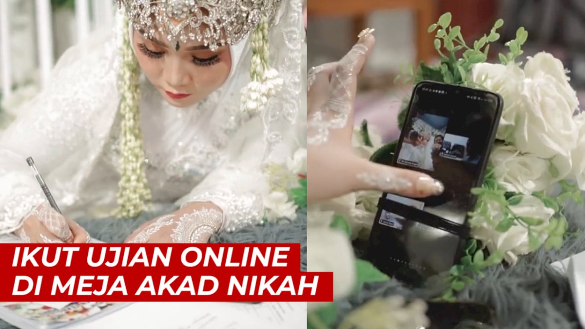 VIDEO: Viral, Pengantin Wanita Ikut Ujian Online di Meja Akad Nikah