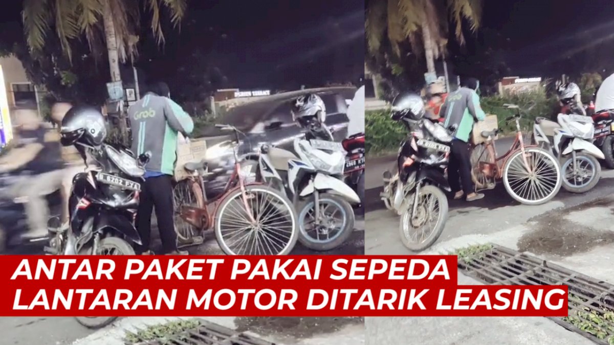 VIDEO: Motor Ditarik Leasing, Driver Ojol Ini Antar Pesanan Pelanggan Pakai Sepeda