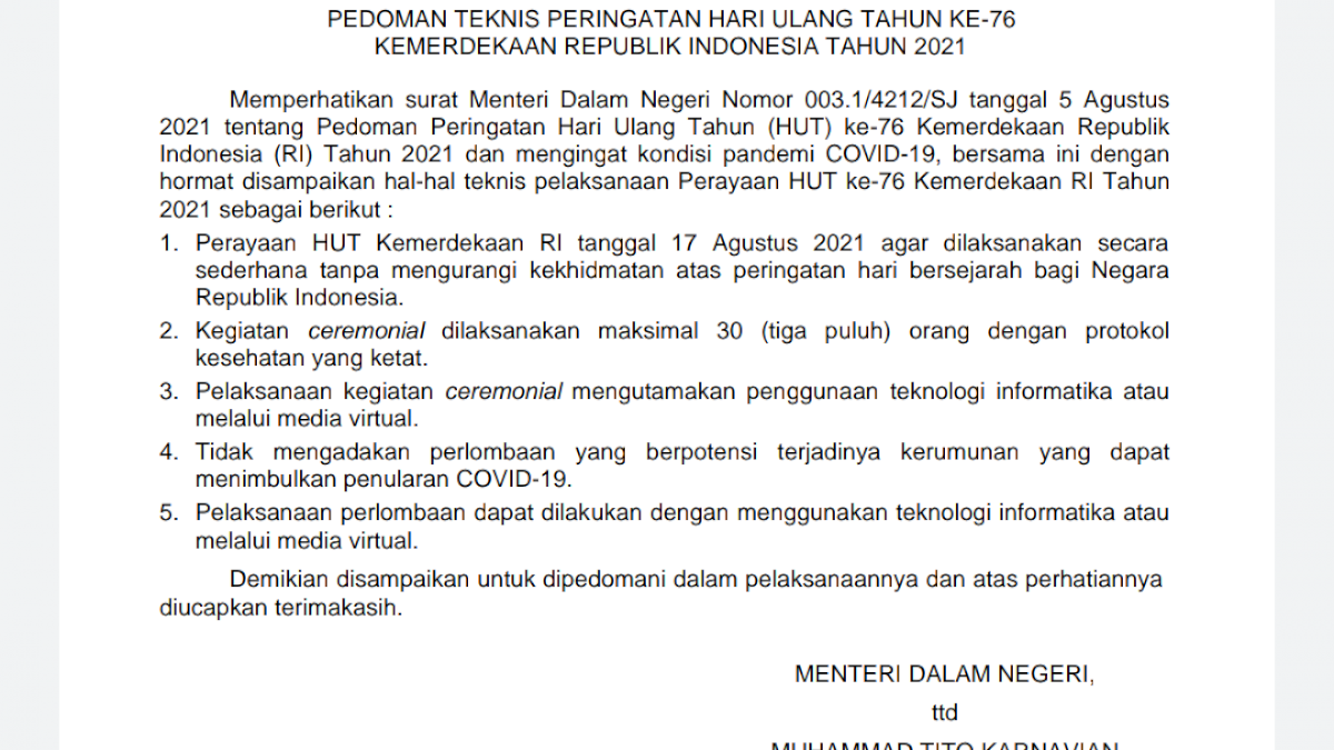SE Mendagri Terkait Perayaan HUT RI ke-76, Ini Kata Kadispora Parepare
