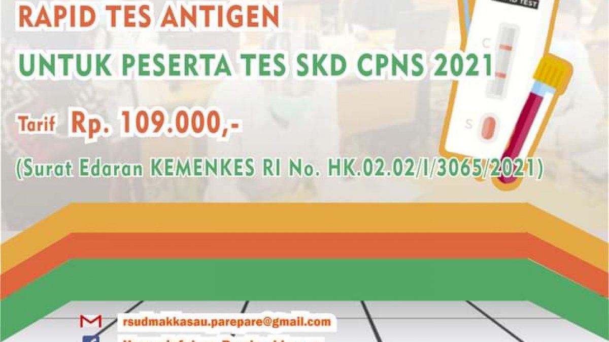 Tarif Pemeriksaan Rapid Tes Antigen di RSUD Parepare Turun