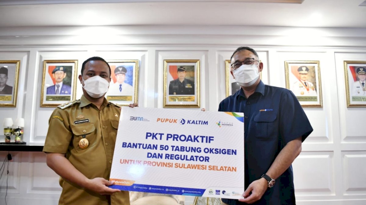 Pemprov Sulsel Terima 50 Tabung Oksigen Beserta Regulator dari PT Pupuk Kaltim