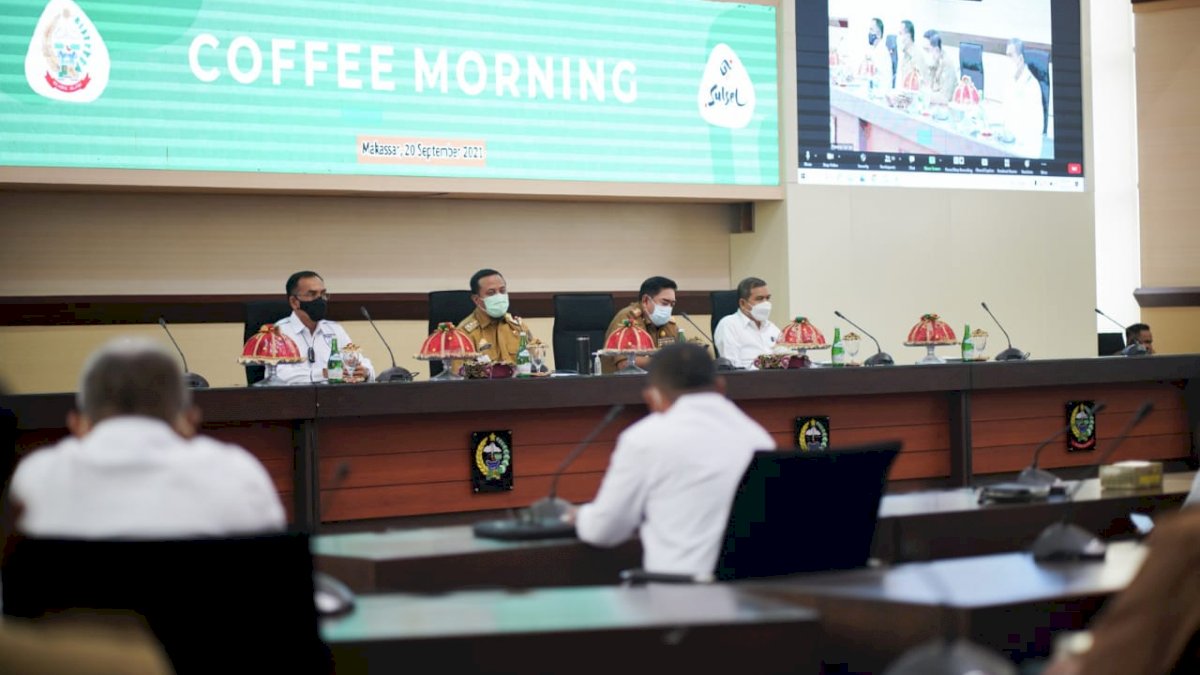 Hadiri Coffee Morning Bersama Dirkrimsus Polda Sulsel, Plt Gubernur Sulsel Dukung Dirkrimsus Buat Aplikasi Pengaduan Tipikor