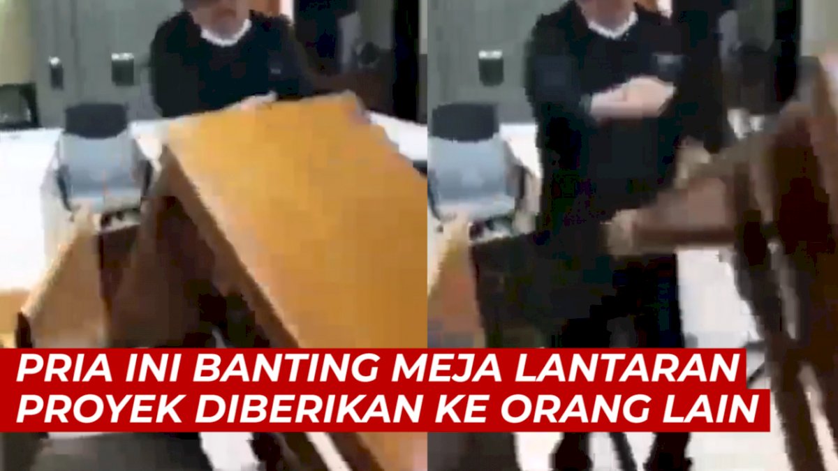 VIDEO: Tidak Kebagian Proyek, Pria Ini Ngamuk Banting Meja di Kantor Dinas Bekasi