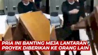 VIDEO: Tidak Kebagian Proyek, Pria Ini Ngamuk Banting Meja di Kantor Dinas Bekasi
