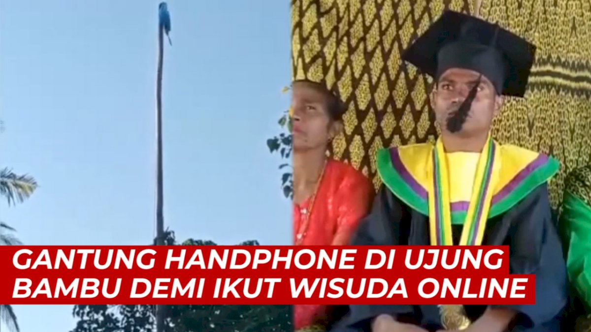 VIDEO: Mahasiswa di NTT Gantung Handphone di Ujung Bambu Demi Ikut Wisuda Online