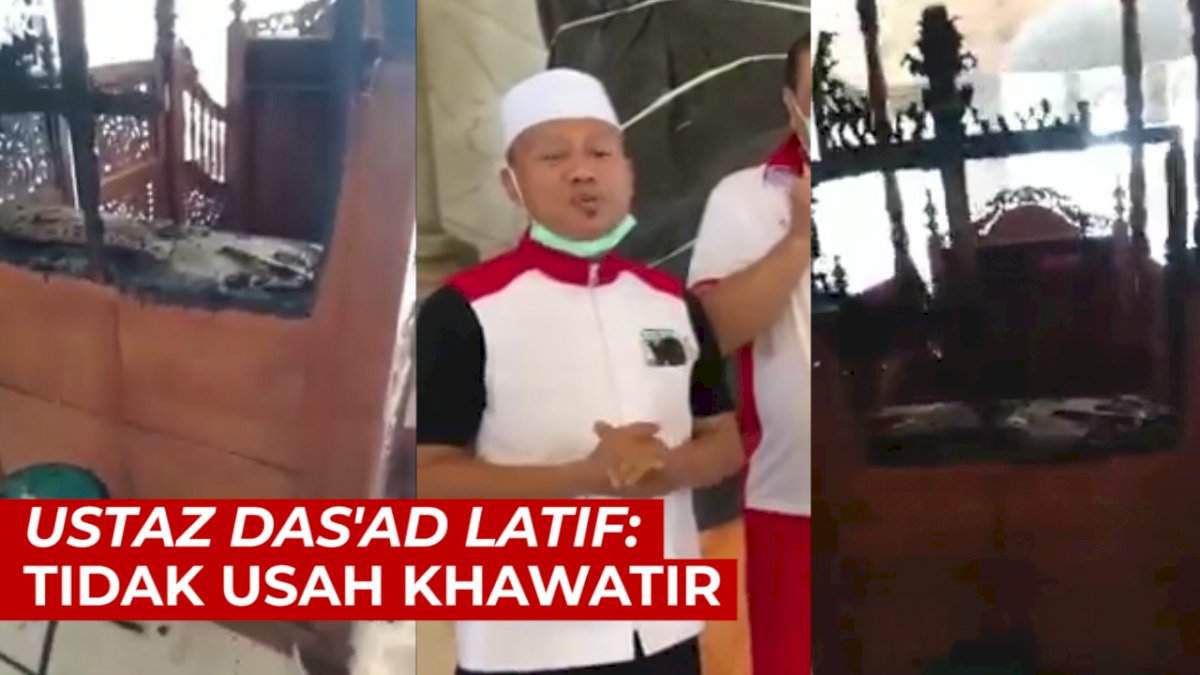 VIDEO: Mimbar Masjid Raya Makassar Dibakar, Ustaz Das’ad Latif: Tidak Usah Khawatir