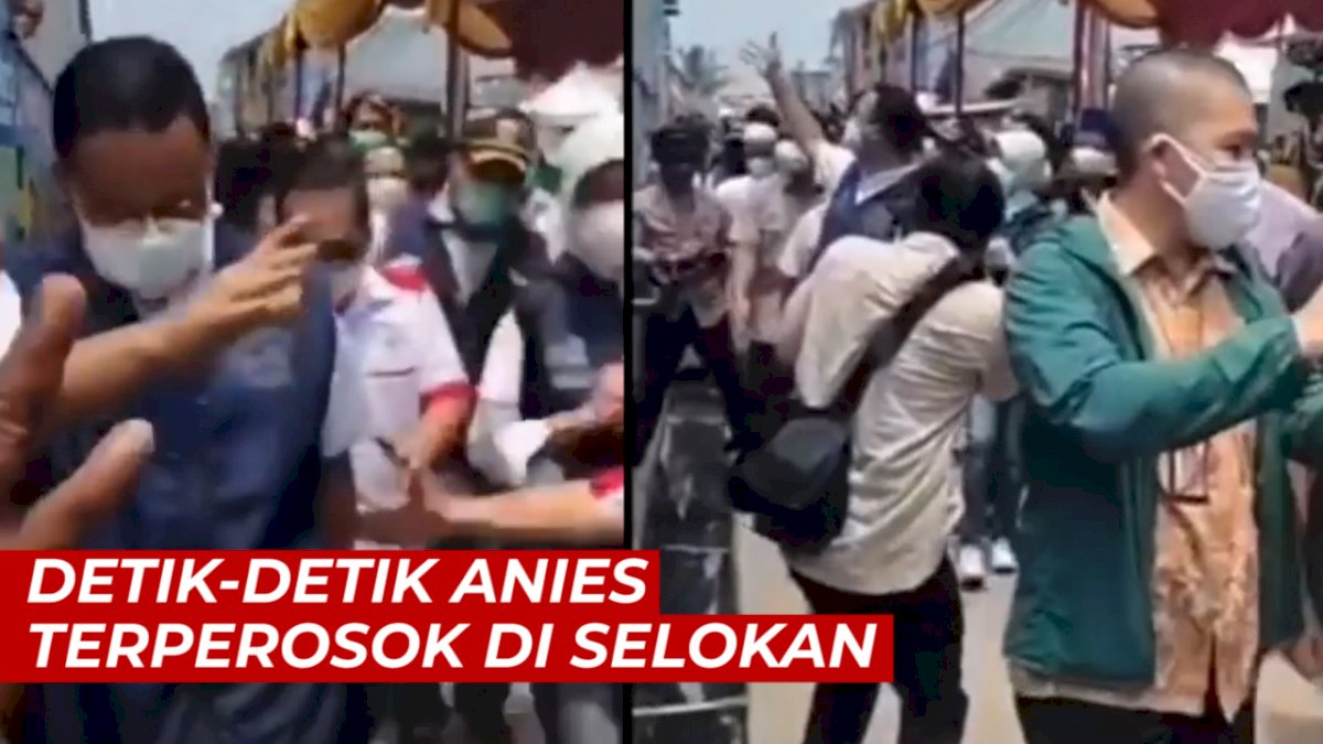 VIDEO: Detik-detik Gubernur Anies Terperosok ke Saluran Air saat Sapa Warga
