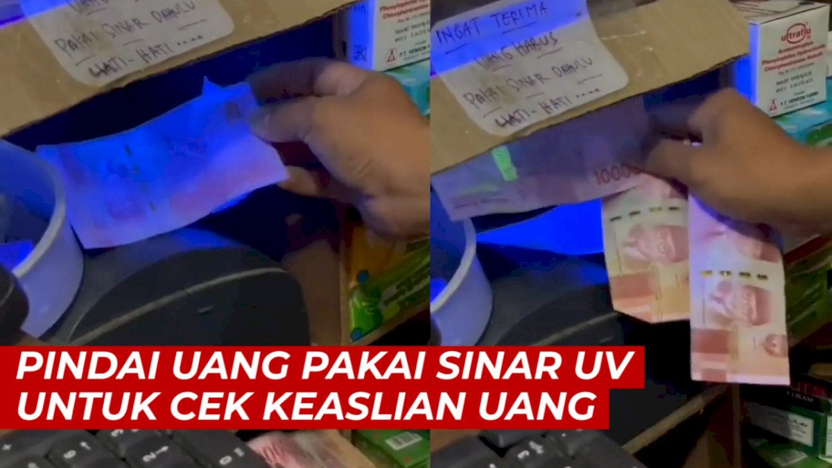 VIDEO: Aksi Pedagang Pindai Uang Pakai Sinar UV untuk Cek Keaslian Uang