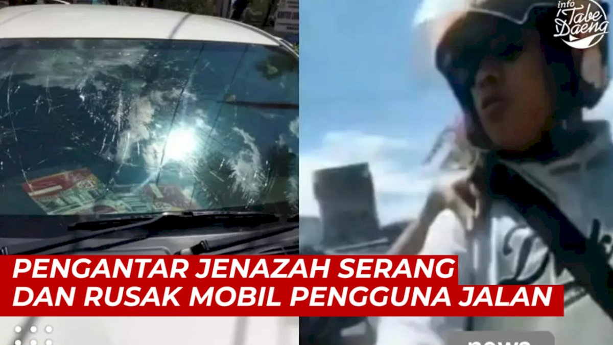 VIDEO: Terjadi Lagi, Pengantar Jenazah di Makassar Serang dan Rusak Mobil Pengguna Jalan