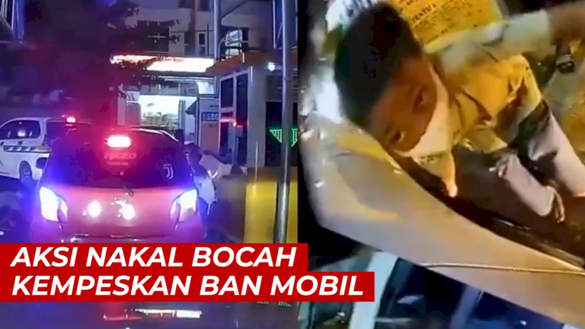 VIDEO:Aksi Nakal Bocah Kempeskan Ban Mobil yang Keluar dari Parkiran Megamas Manado