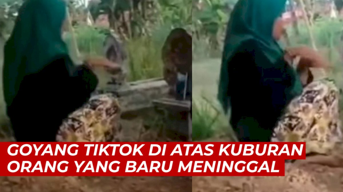 VIDEO: Viral,Gadis Berjilbab Goyang TikTok di Atas Kuburan Orang yang Baru Meninggal