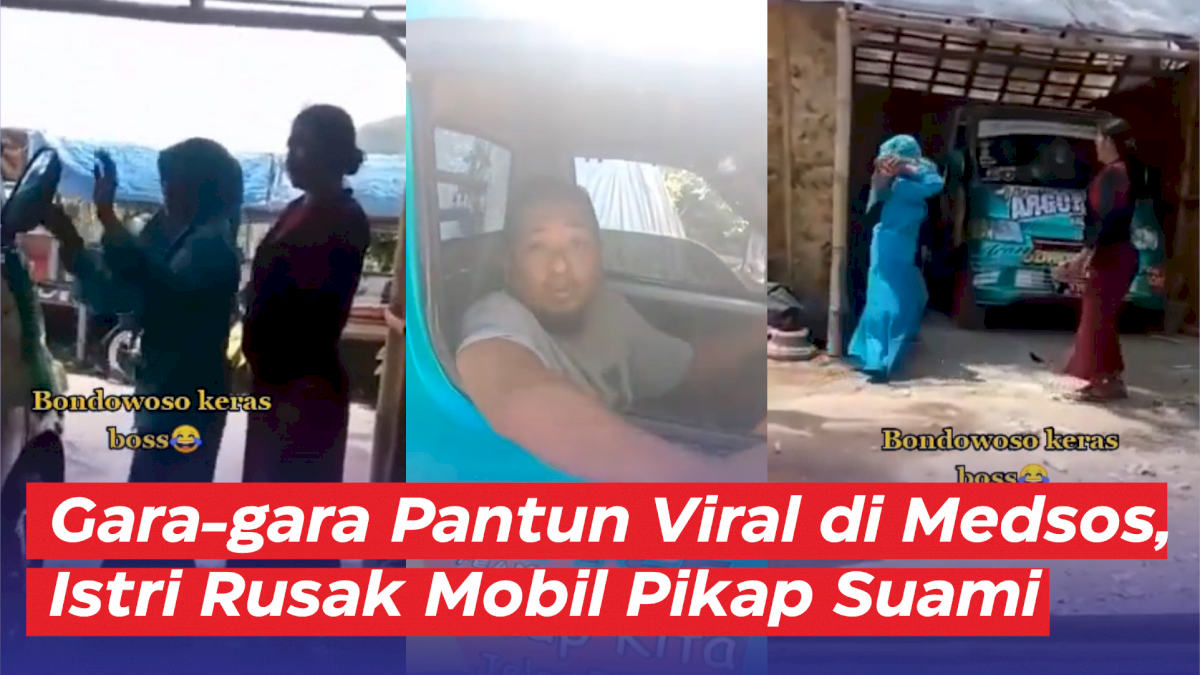 VIDEO: Gara-gara Pantun Viral di Medsos, Istri Rusak Mobil Pikap Suami