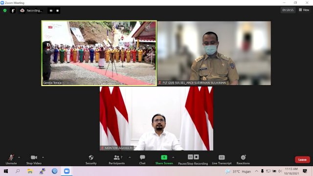 Plt Gubernur Sulsel, Andi Sudirman Sulaiman menghadiri Sidang Badan Pekerja Sinode Gereja Toraja secara virtual pada Senin 18/10/2021 (Ist)
