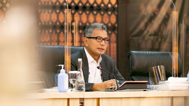 Direktur Utama BRI Sunarso dalam press conference Laporan Keuangan Triwulan III di Jakarta, Rabu (27/10/2021). Ist