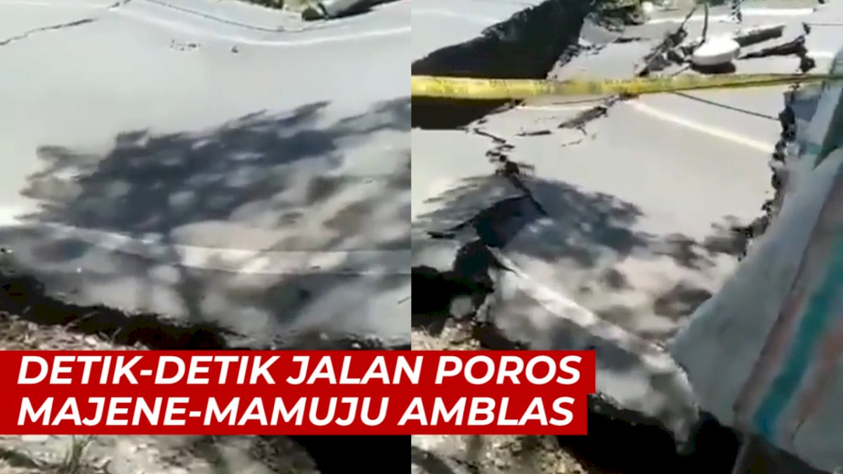 VIDEO: Detik-detik Jalan Poros Majene-Mamuju Amblas