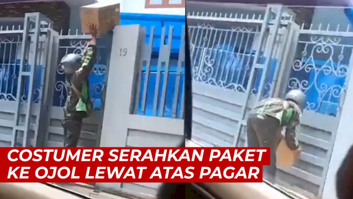 VIDEO: Tidak Manusiawi, Costumer Serahkan Paket ke Ojol Lewat Atas Pagar
