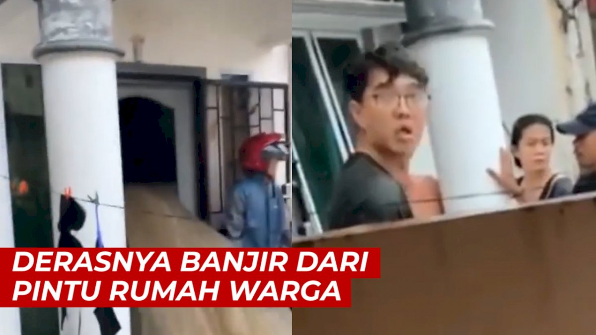 VIDEO: Derasnya Banjir Keluar dari Pintu Rumah Warga, Pemilik Terheran heran