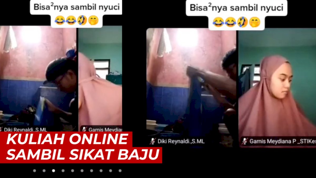 VIDEO: Viral, Seorang Mahasiswa Kuliah Online Sambil Sikat Baju