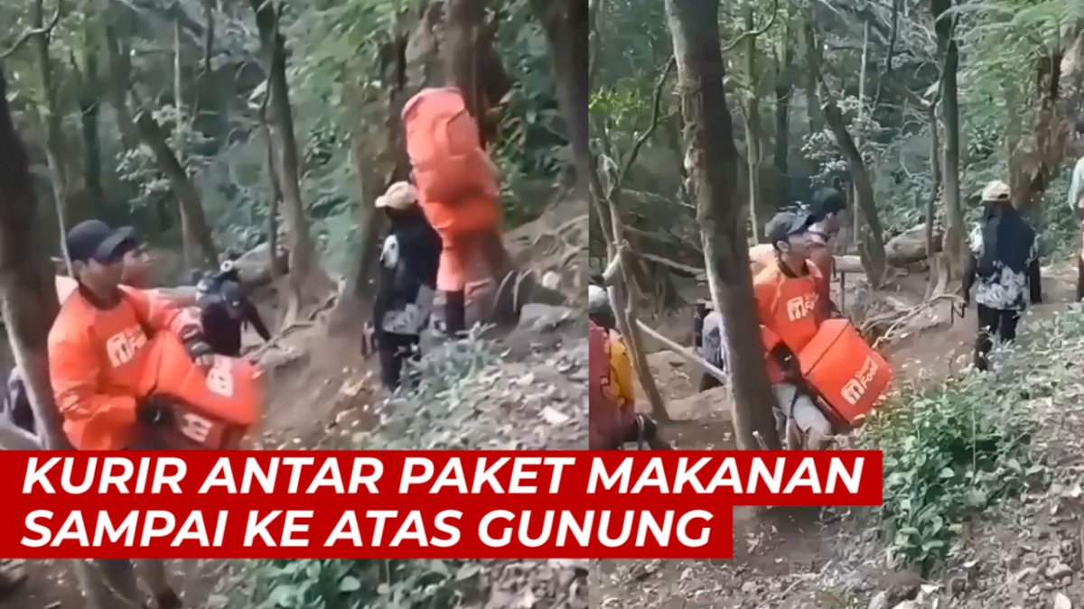 VIDEO: Viral, Kurir Antar Paket Makanan Sampai ke Atas Gunung