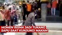 VIDEO: Aksi Mensos Risma Jadi Tukang Sapu Dadakan di Makam Syekh Burhanudin Ulakan