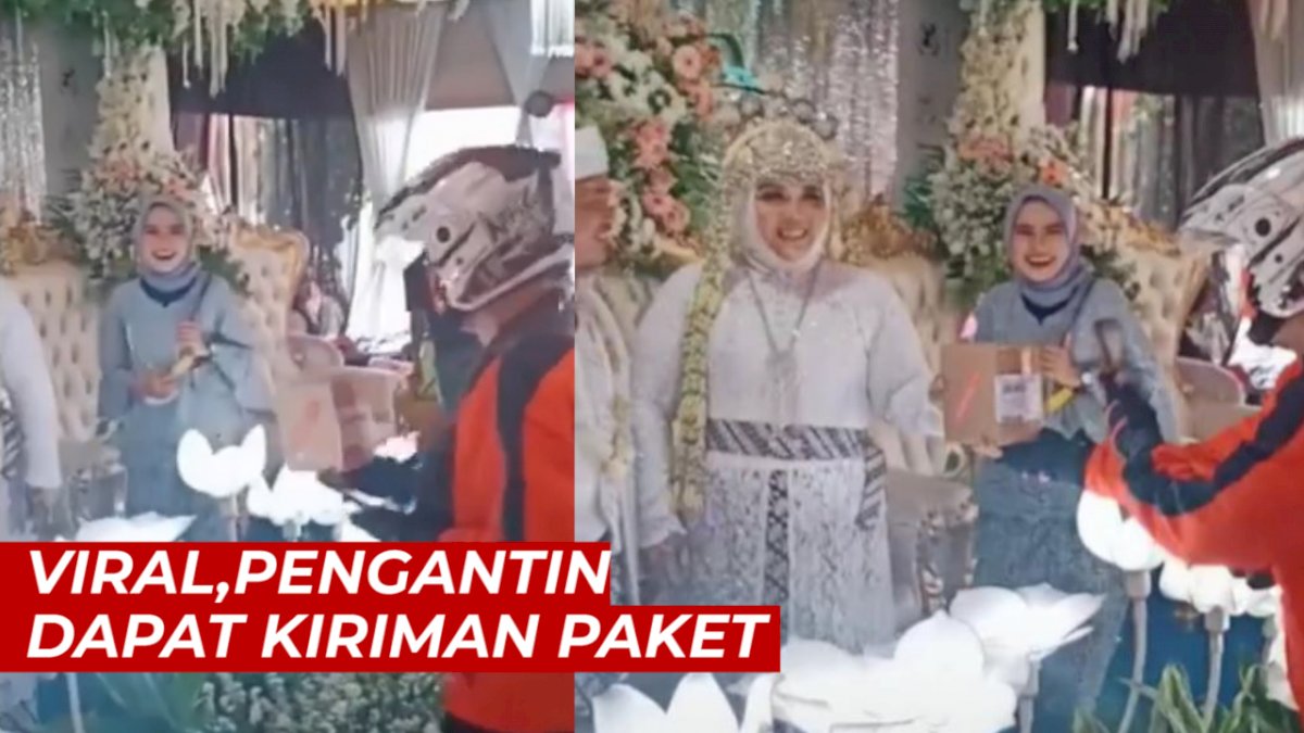 VIDEO: Viral, Pengantin Dapat Kiriman Paket, Kurir Antar Sampai ke Pelaminan