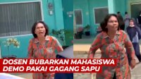 VIDEO: Viral, Dosen Bubarkan Mahasiswa Demo Pakai Gagang Sapu