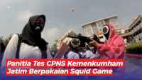 Unik, Panitia Tes CPNS Kemenkumham Jatim Berpakaian Squid Game