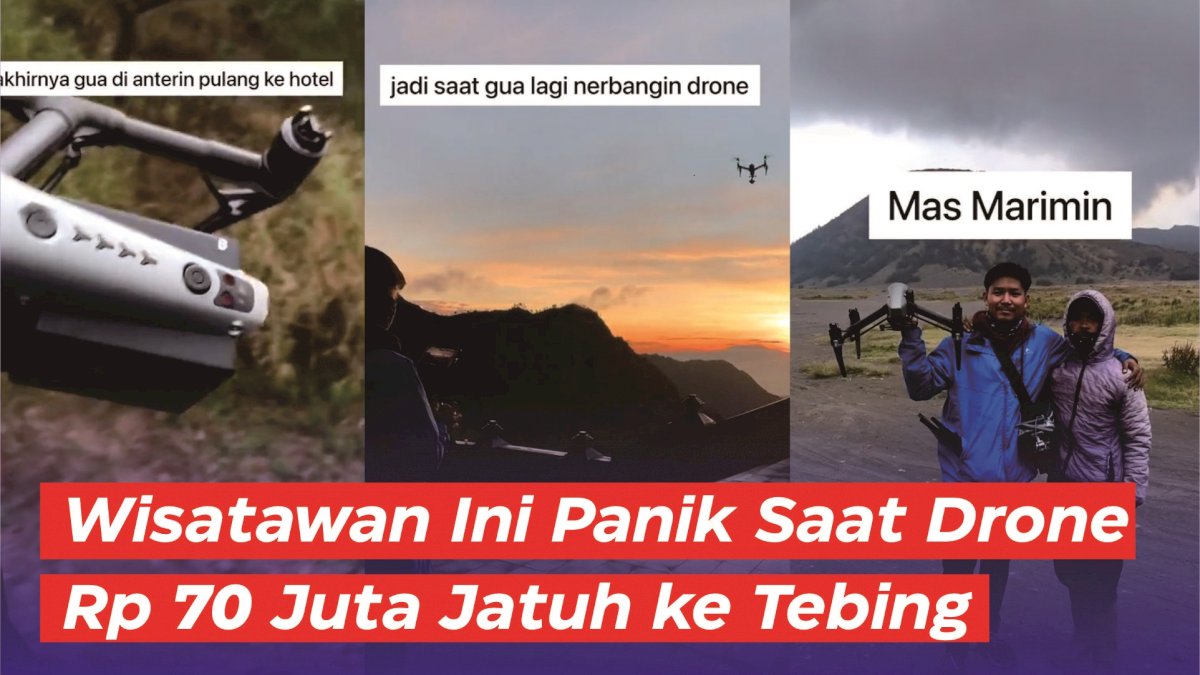 VIDEO: Wisatawan Ini Panik Saat Drone Rp 70 Juta Jatuh ke Tebing