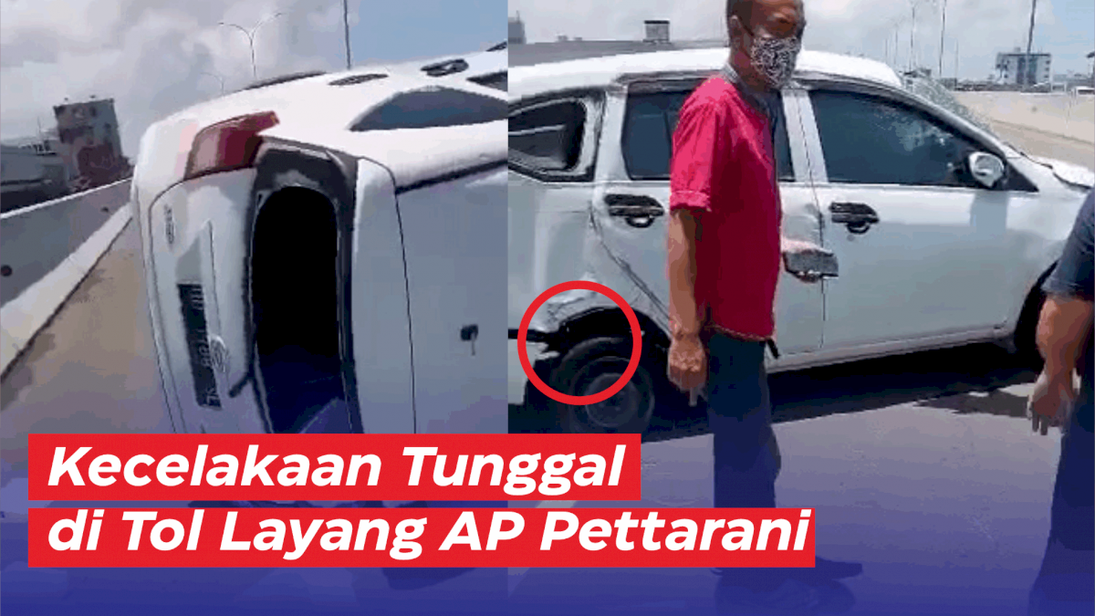 VIDEO: Kecelakaan Tunggal di Tol Layang AP Pettarani