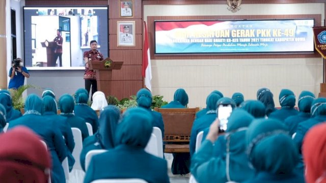  Peringatan Hari Kesatuan Gerak (HKG) PKK yang ke-49 Tingkat Kabupaten Gowa, Kamis (18/11/2021). Foto/@adnanpurichtaichsan