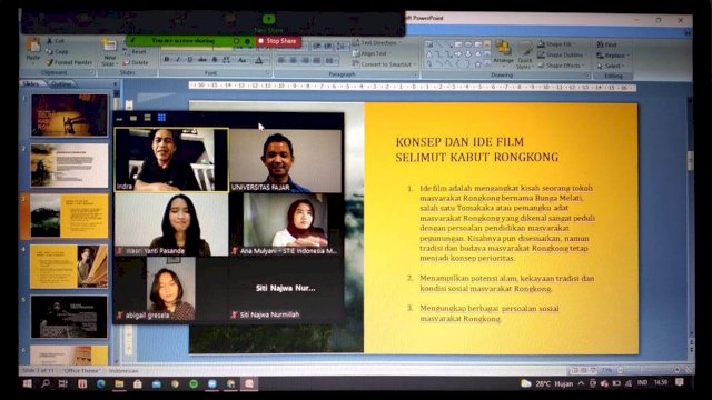 RAGAM BUDAYA. Mahasiswa Modul Nusantara bersama sutradara film Sutradara Kabut Rongkong, Indra J Mae dan dosen pembimbing Modul Nusantara, Asri Mulya Setiawan menggelar bedah film Selimut Kabut Rongkong, Jumat (26/11/2021).