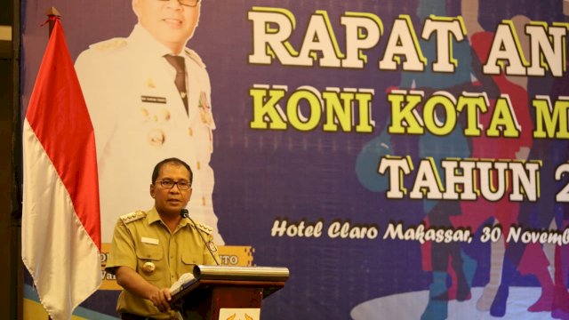 Wali Kota Makassar, Moh Ramdhan Pomanto (Danny Pomanto) menghadiri pembukaan rapat anggota KONI Makassar 2021 di Hotel Claro, Selasa 30/11/2021 (Ist) 
