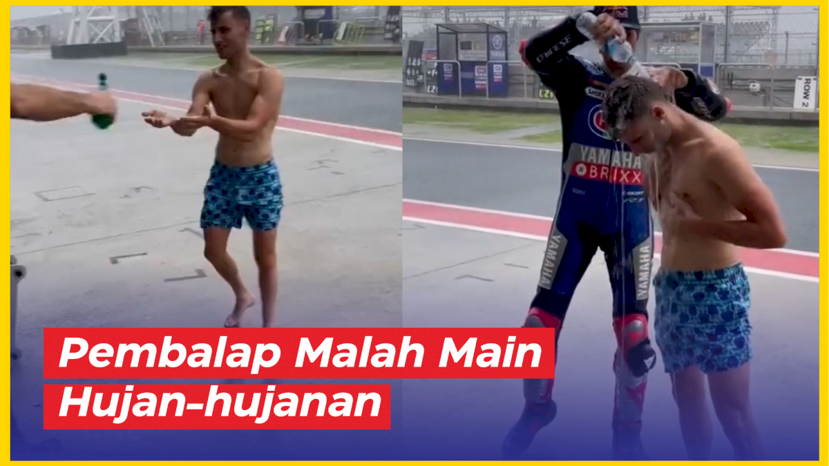 VIDEO: Balapan di Sirkuti Mandalika Ditunda, Pembalap WSBK Malah Main Hujan-hujanan