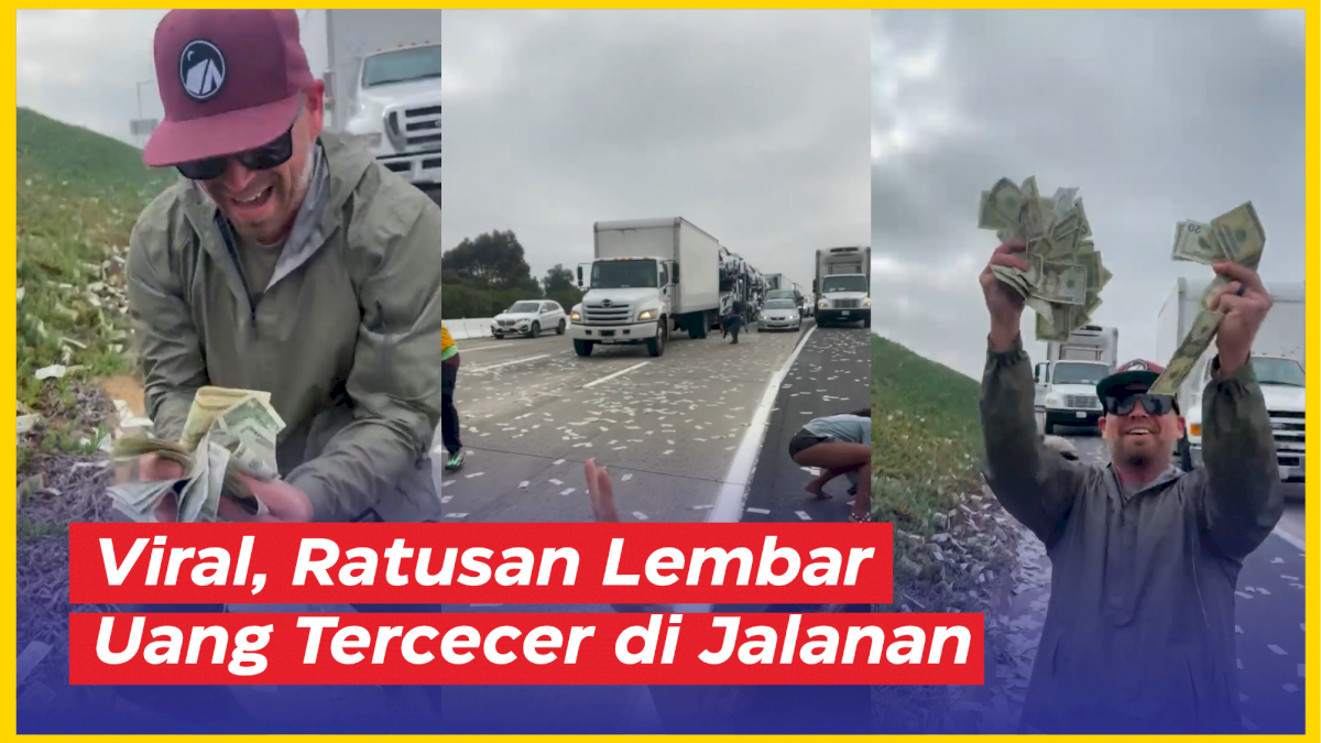 VIDEO: Viral, Ratusan Lembar Uang Tercecer di Jalanan
