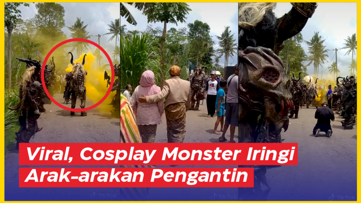 VIDEO: Viral, Cosplay Monster Iringi Arak-arakan Pengantin