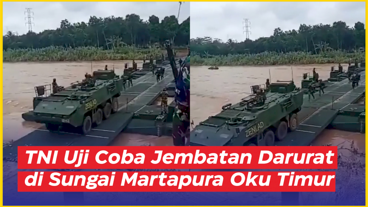 VIDEO: TNI Uji Coba Jembatan Darurat di Sungai Martapura Oku Timur