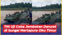 VIDEO: TNI Uji Coba Jembatan Darurat di Sungai Martapura Oku Timur