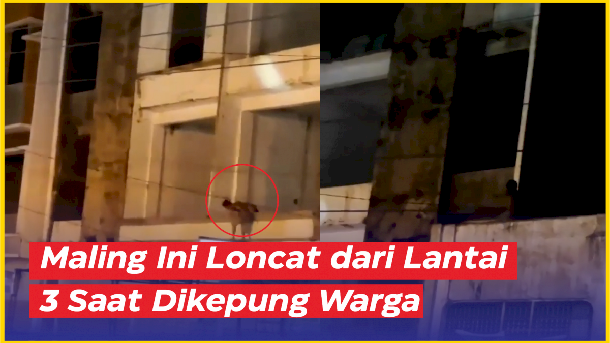 VIDEO: Bak Spiderman, Aksi Maling Loncat dari Lantai 3 Saat Dikepung Warga