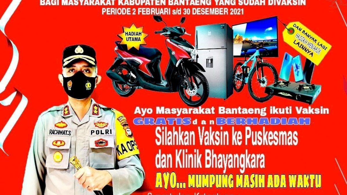 Polres Bantaeng Gelar Gebyar Vaksin COVID-19 Behadiah Sepeda Motor
